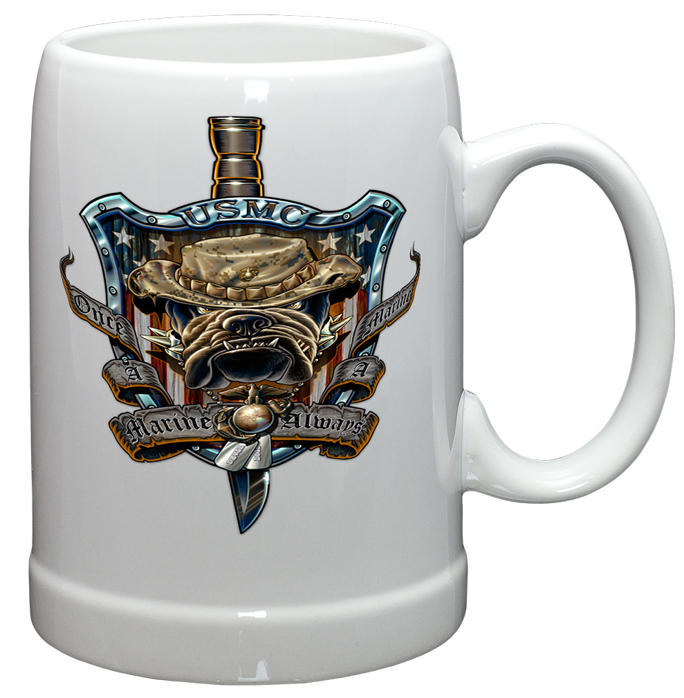 Coffee Cup-Once a Marine Always a Marine Stoneware 20oz
